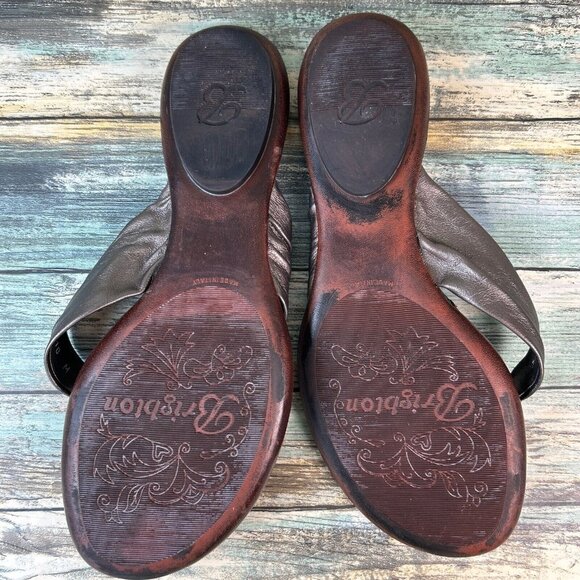 Brighton Thong Sandal Womens Size 10 Gray Leather Metal Flower Rhinestone Accent - Picture 6 of 10